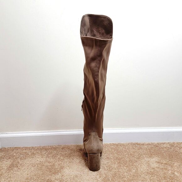 Wild Diva Taupe Faux Suede Knee High Boots - Picture 2 of 6